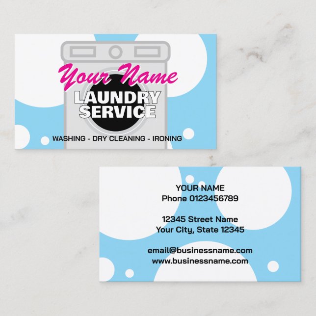 Carte De Visite Laundry service dry cleaner business card template (Devant / Derrière)