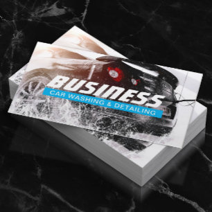 Carte De Visite Lavage automobile et auto Détail bleu clair