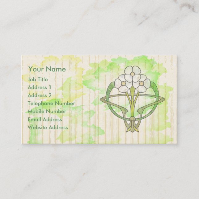 Carte De Visite lavage de couleur floral de l'eau d'art déco (Devant)