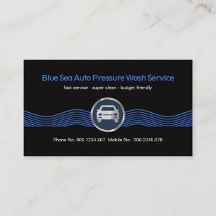 Carte De Visite Lavage de voiture avec des vagues d'eau bleue
