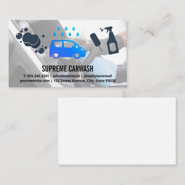 Carte De Visite Lavage de voiture et détails | Logo Carwash (Devant / Derrière)