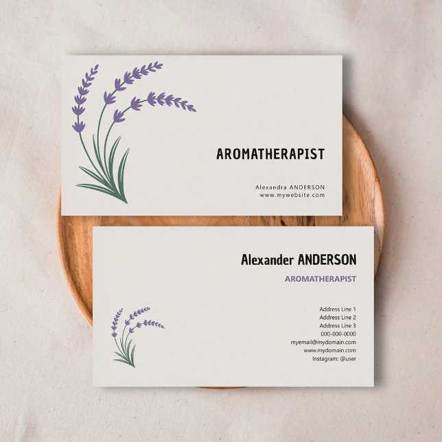 Carte De Visite Lavande & Aromathérapeute (Lavender & Aromatherapist Business Card)