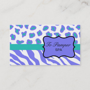 Carte De Visite Lavande, Blanc, Zèbre Turquoise & Peau Cheetah Per