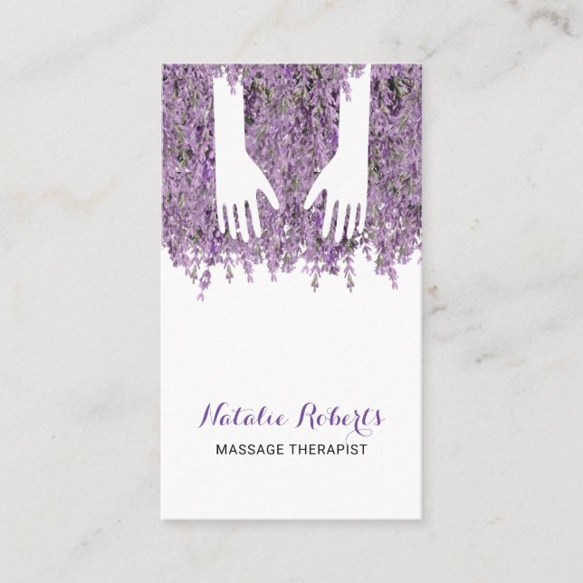 Carte De Visite Lavande curative de spa de mains de thérapie de (Devant)