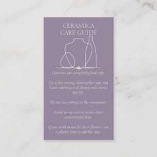 Carte De Visite Lavande Purple Poterie Vases de soins Instruction