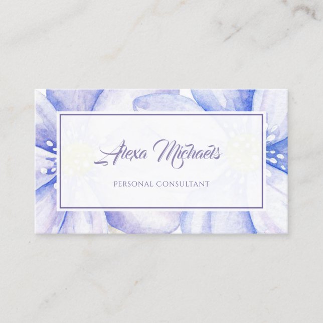Carte De Visite Lavande romantique Purple Floral Aquarelle Fleurs (Devant)