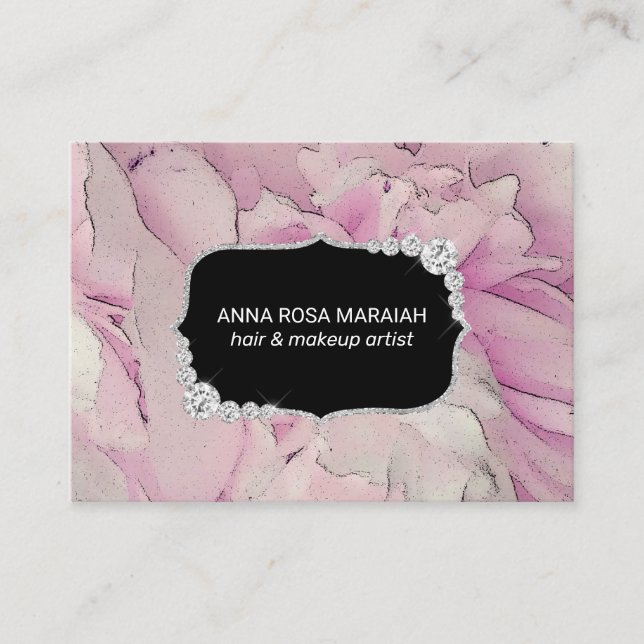 Carte De Visite *~* Lavande rose Beauté Artiste Diamants Floral (Devant)
