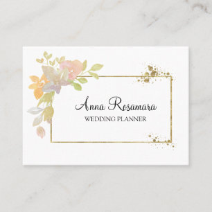 Carte De Visite *~* Lavande rose Élégante Aquarelle Flore or