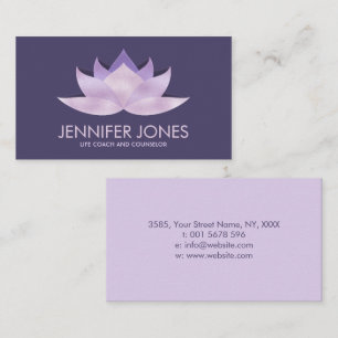Carte De Visite Lavande rose Lotus Flower sur marine violette
