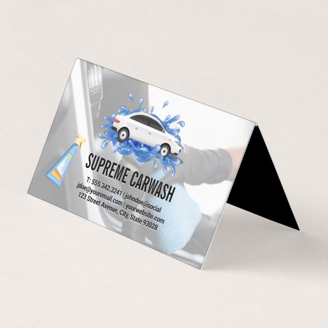Carte De Visite Lave-auto | Détail automatique Intérieur Nettoyage (Devant)