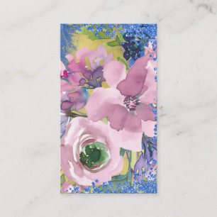 Carte De Visite Lavender Blues Aquarelle Parties scintillant flora