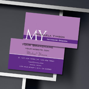 Carte De Visite Lavender Classic moderne avec Monogram Professiona
