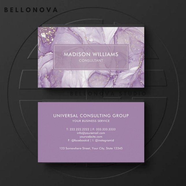 Carte De Visite Lavender Purple White Parties scintillant Professi (Custom Lavender Purple White Glitter Professional Business Card)