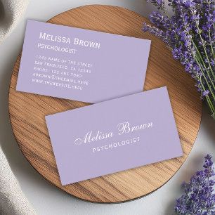 Carte De Visite Lavender Simple Purple Blanc Script Couleur modern