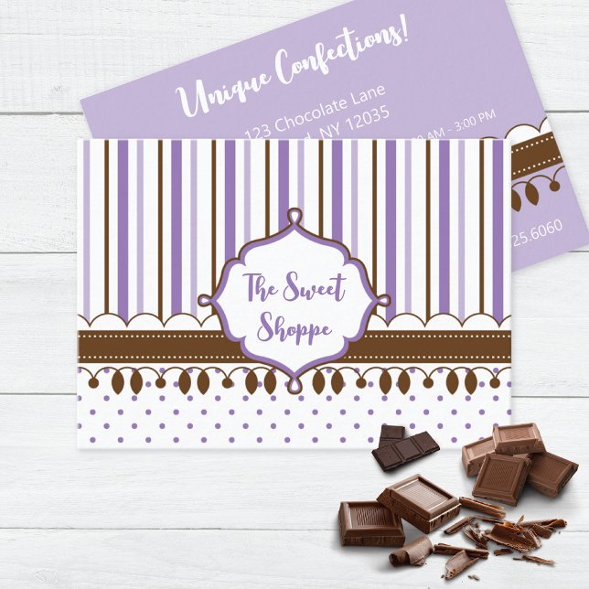 Carte De Visite Lavender Stripes Candy Sweet Shoppe (Créateur téléchargé)