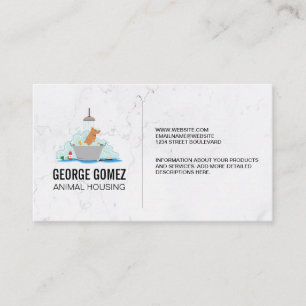 Carte De Visite Laver le chien   Assis pour animaux   Marbre