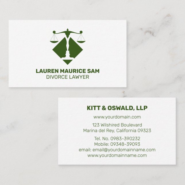 Carte De Visite Law Office Divorce Specialist Minimalist (Devant / Derrière)