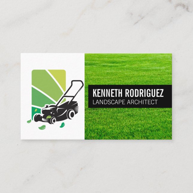Carte De Visite Lawn Mower Landscaping Logo | Grass (Devant)