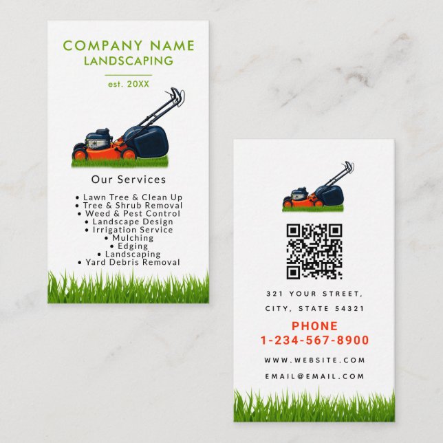 Carte De Visite Lawn Mowing Landscaping Garden Lawn Care Modern (Devant / Derrière)