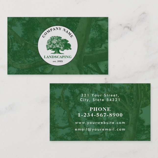 Carte De Visite Lawn Mowing Landscaping Garden Lawn Care Tree (Devant / Derrière)