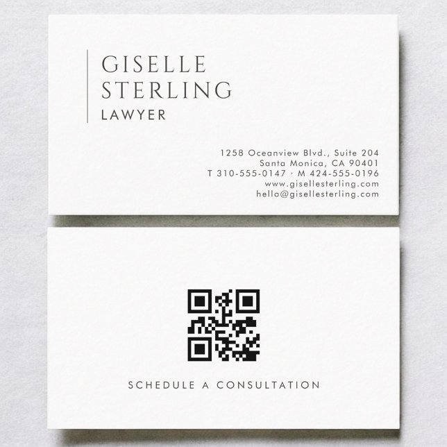 Carte De Visite Lawyer Simple Modern Professional QR Code (Créateur téléchargé)