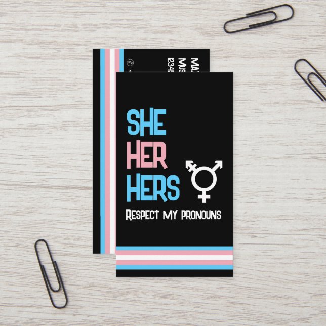 Carte De Visite LBGTQ Pronoun (Devant/Arrière en situation)