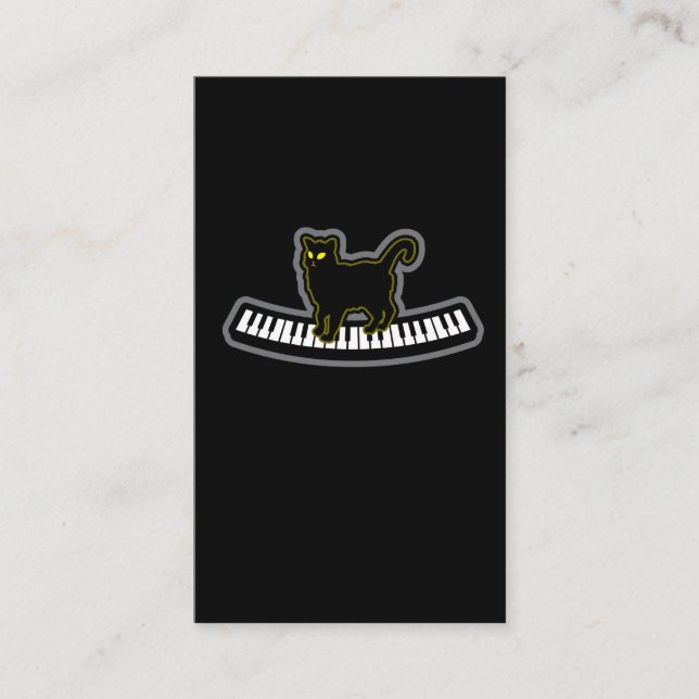 Carte De Visite Le chat noir sur le piano musical verrouille le (Devant)