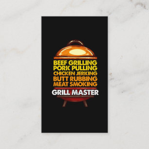 Carte De Visite Le chef cuisinier d'été Viande Fumeur Grillades Ma