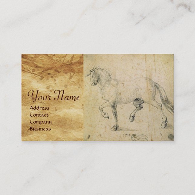 Carte De Visite LE CHEVAL DESSINÉ SUR LE MONogramme DE PARCHEMENT  (Devant)