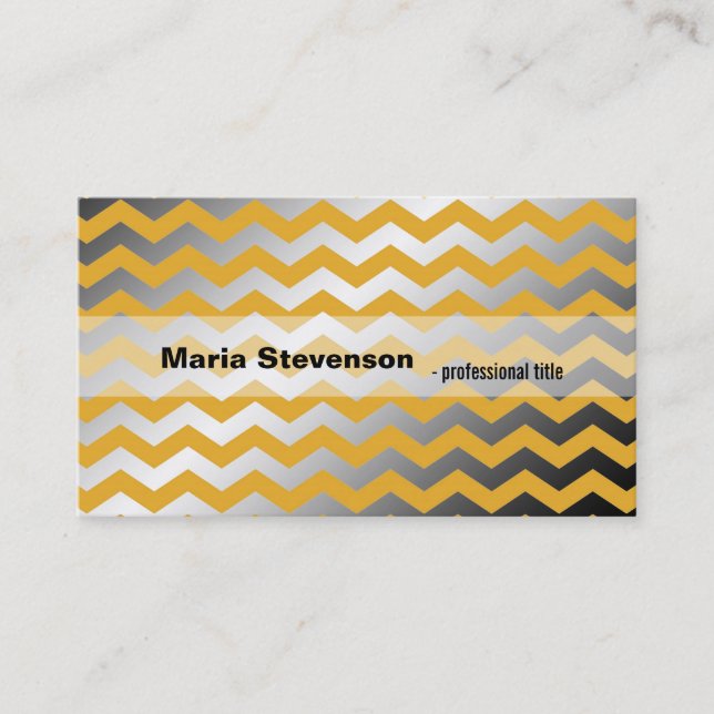 Carte De Visite Le chevron doré et gris brillant moderne (Devant)