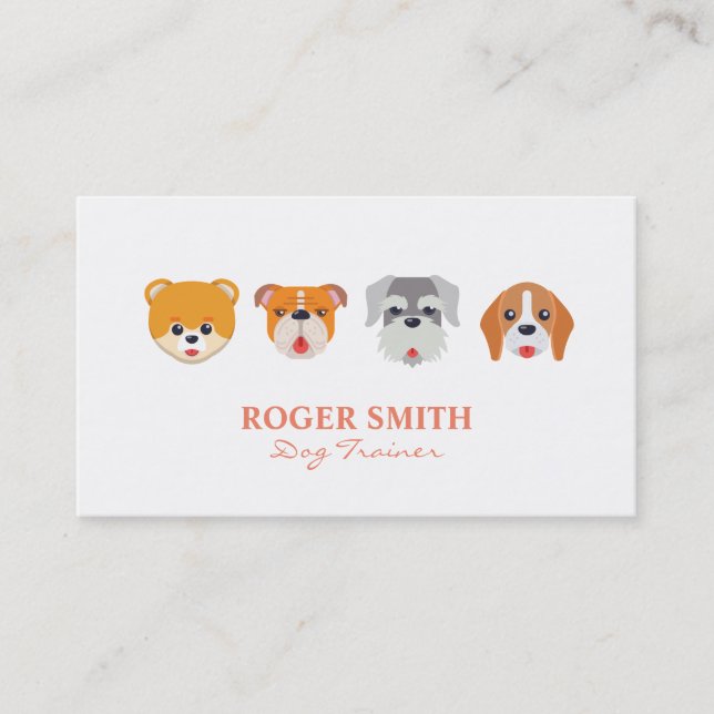 Carte De Visite Le chien mignon fait face aux Professions animales (Devant)