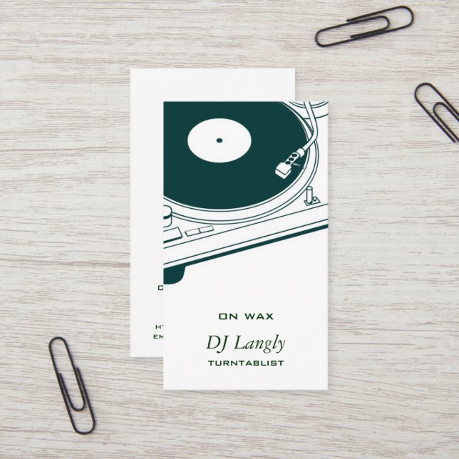 Carte De Visite Le DJ/musique/Tourne-disque (Devant/Arrière en situation)