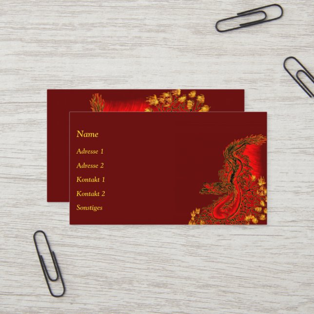 Carte De Visite Le dragon chinois à la toiture de tatouage (Devant/Arrière en situation)