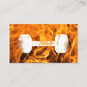 Carte De Visite Le feu et haltère personnels d'entraîneur de for