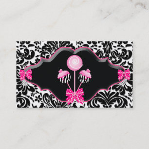 Carte De Visite Le gâteau saute le zèbre rose de damassé de car