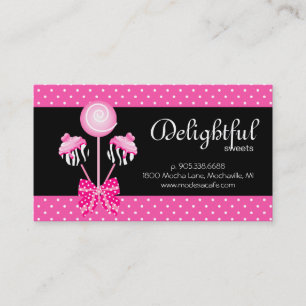 Carte De Visite Le gâteau saute rose de zèbre de boulangerie de