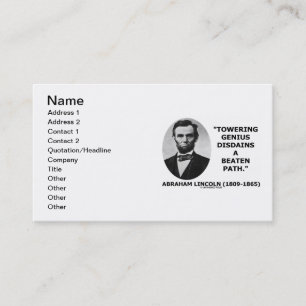 Carte De Visite Le génie trés haut d'Abraham Lincoln dédaigne
