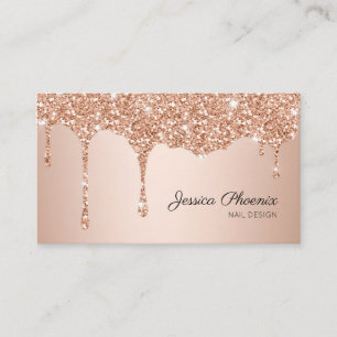 Carte De Visite Le glamour moderne ORANGE Rose Gold Glitzer baisse