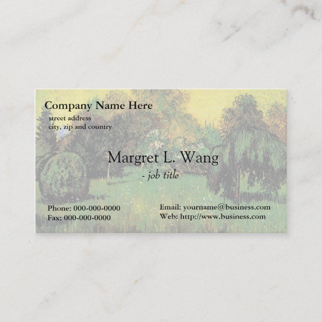 Carte De Visite Le jardin des poètes par Vincent van Gogh. (Devant)