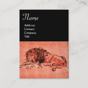 Carte De Visite LE LION DU CAP MENANT VERS LE BAS MONOGRAM, Rouge,