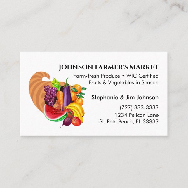 Carte De Visite Le marché des fruits et légumes de Cornucopia (Devant)