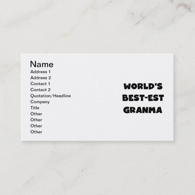 Carte De Visite Le Meilleur-est Granma du monde noir et blanc (Devant)