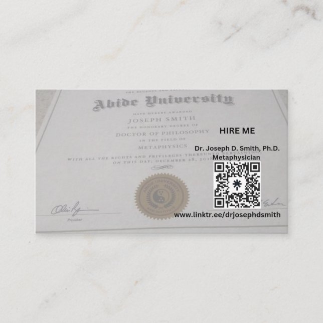 Carte De Visite Le métaphysicien Dudéiste (Devant)