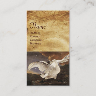 Carte De Visite Le Monogramme de cygne menacé, Papier perle violet