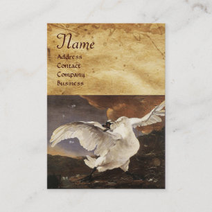 Carte De Visite Le Monogramme de cygne menacé, Papier perle violet