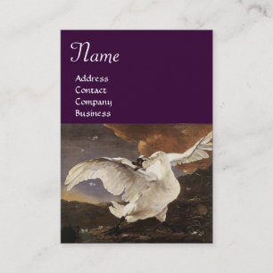 Carte De Visite Le Monogramme de cygne menacé, Papier perle violet