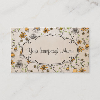 Carte De Visite Le motif élégant fleurit le jaune/beige