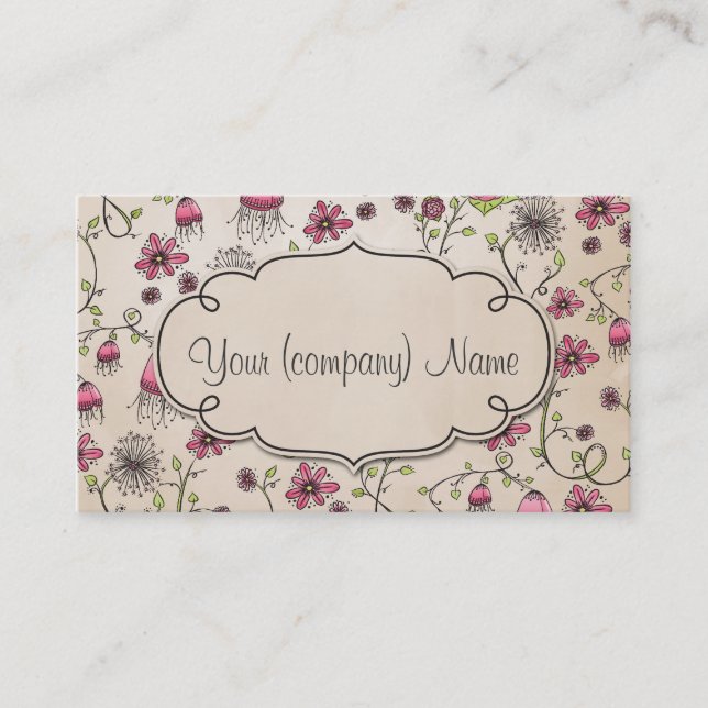 Carte De Visite Le motif élégant fleurit le rose/beige (Devant)