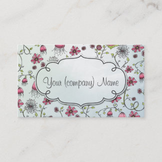 Carte De Visite Le motif élégant fleurit le rose/bleu