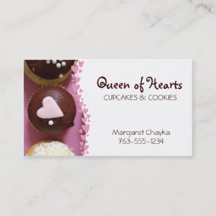 Carte De Visite le petit gâteau rose de coeur arrose des biscuits